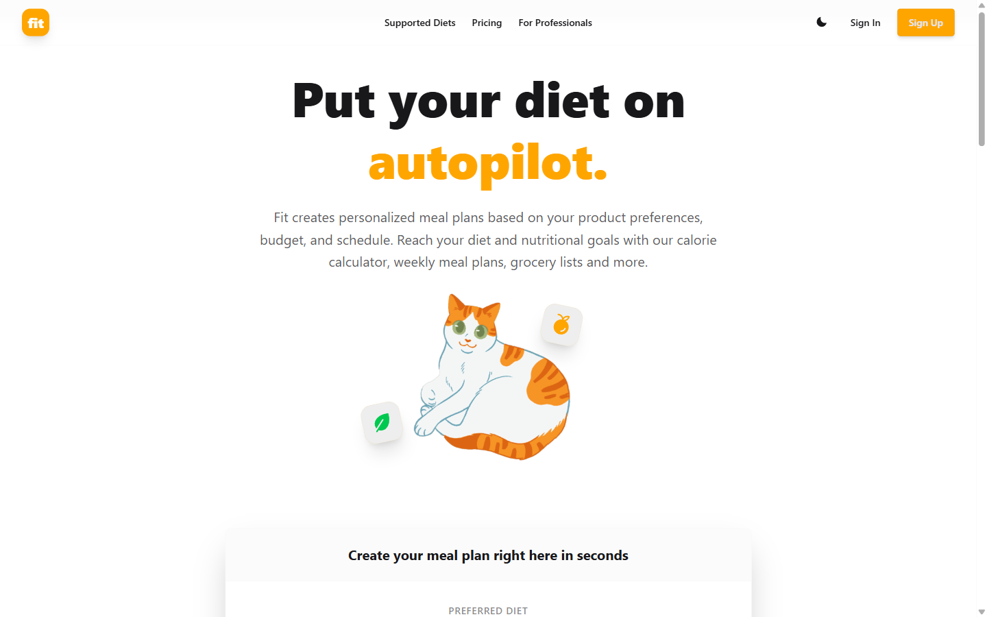 Screenshot of the Fit interface