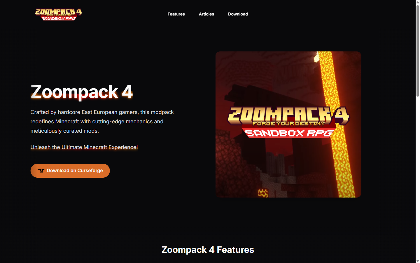 Screenshot of the Zoompack 4 interface